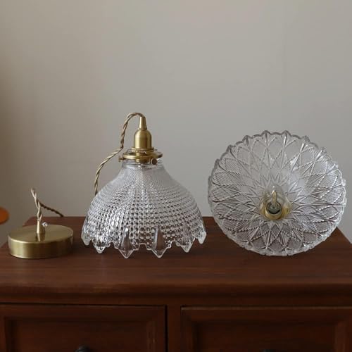 Suspension en Verre Clair Dôme Texturé pour Éclairage de Plafond Moderne - 6