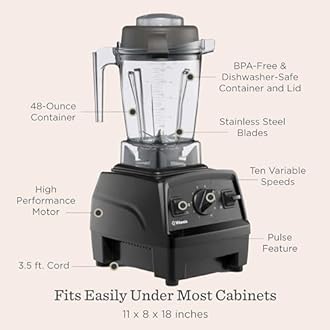 Vitamix Explorian E310 Blender, Professional-Grade Kitchen Blender for Smoothies, Soups, Juices and More, 10-Speed, Stainless Steel Blades, Self-Cleaning Kitchen Appliance, 48 Oz Container, Slate