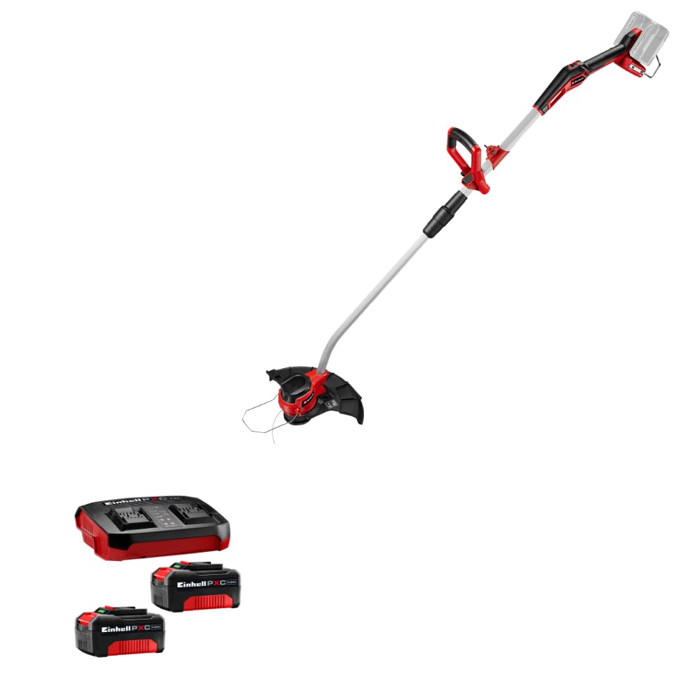 Einhell Professional Coupe-Bordures sans Fil GP-CT 36/35 Li BL-Solo Power X-Change (36 V, Bobine de Fil avec avance Automatique, Brushless, Dispositif d’écartement) + Twincharger et 2 Batteries 4,0Ah