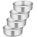 6 Inch Cake Pan Set of 4, E-far Stainless Steel Round Smash Cake Baking Pans, Non-Toxic & Healthy,...