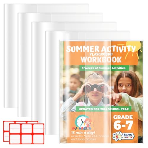 KQDRAVINE 10 Libros Transparentes A4 de 21 x 30 cm, con 2 Etiquetas Adhesivas, Forro Libros Ajustable, Funda para Libros con Tira Adhesiva Ajustable, Fundas para Libros para la Oficina o la Escuela