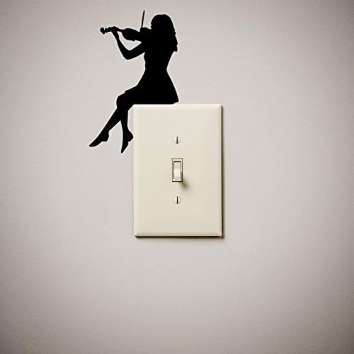 JS Artworks Girl Woman Playing Violin Cute Funny Vinyl Decal Sticker for Light Switch Our Wall outlets
