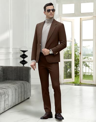 Men's Suits Slim Fit Herringbone Tweed Suits for Men 2 Piece Wedding Prom Suit Jacket Pants Wool Blend Tuxedo Set3
