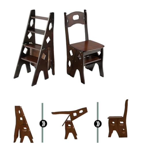 Silla de escalera de madera negra para espacios altos y orden 4