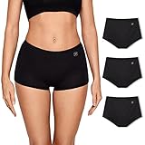 SOULVOR Natrelax Women's Boy Shorts Underwear Cotton Panties Boxer Briefs Tagless Panty 3 Pack Black Medium