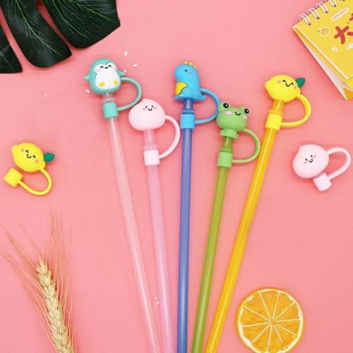 Cute Dinosaur Straw Cap, 10mm, Cute Silicone Straw Covers Cap for Stanley Cup, Dust-Proof Drinking Reusable Tips Lids Drinking Straw Dispensers (HD527)