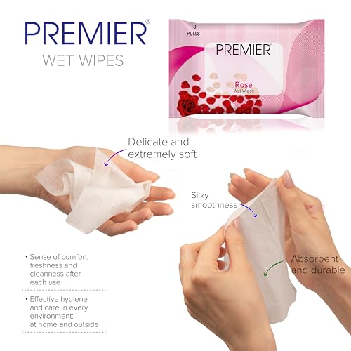 Image of Premier Refreshing Wet Wipes (50 Sheets) | 10 Pulls per Pack, Set of 5 Assorted Wet Tissues | Gentle, Hypoallergenic, and Moisturizing for Skin | Perfect for Travel, Daily Use, and Quick Face Cleanup