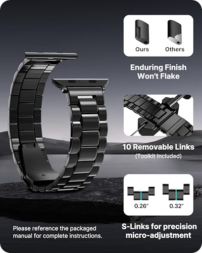 Image of Fullmosa Metal Band with Case for Apple Watch 49mm Ultra 3 2 1 | Stainless Steel Strap for Men Women Professional Office Black
