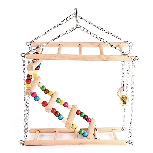 Bridge de escada pendurada escada escalada escalada balanço dupla camada de madeira hamster papagaio