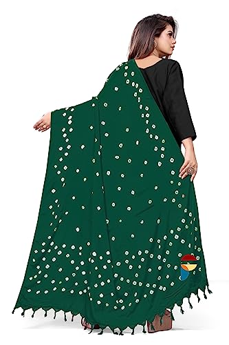 Image of Women Cotton Hand Printed Bandhani Design Dupatta | Ethnic Tie Die Print Dupatta (LENGTH 2.10M)