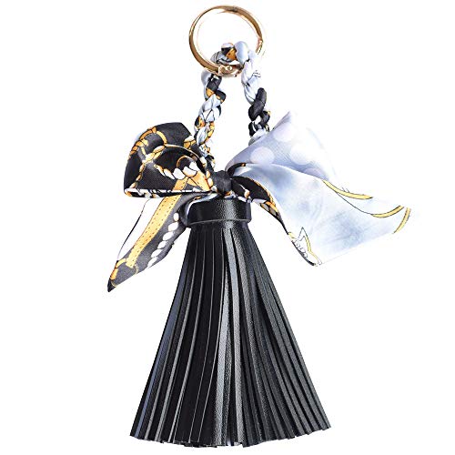 HAPI&Co] スカーフ リボン フリンジ タッセル チャーム キーホルダー