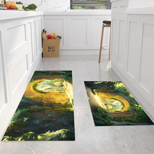 Alfombras de cocina lavables antifatiga para evitar resbalones juego de 2 tapetes JEDTAKCT hiedra 4