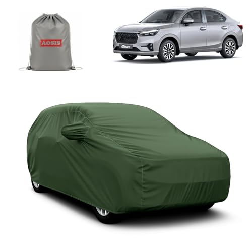 Image of AOSIS 'Waterproof' Car Cover Compatible with Honda Amaze 1st Gen /2nd Gen 2013-2025 Year Model 300 GSM Uly Coated Thick Fabric 4X4, Adjustable Belt Buckle, Elastic Grip