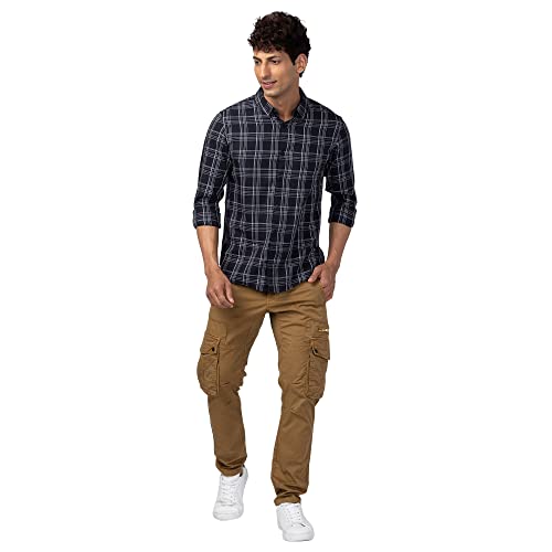 Image of Spykar Men's Slim Fit Full Sleeve Checked Casual Shirts