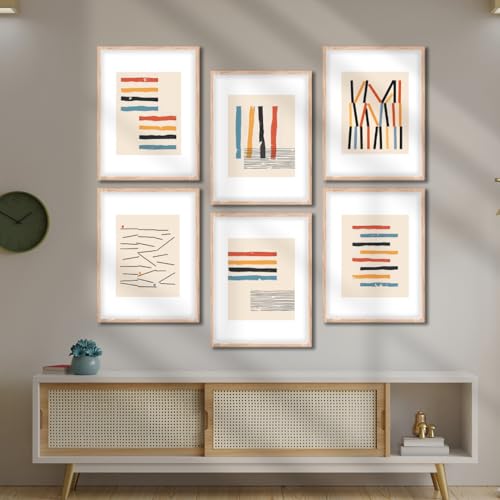 Image of NoWorries Set of 6 Premium Modern Minimal Art Wall Poster Paintings | Elegant Living Room Wall Decor for Home Decoration (13x17 Inches) | ART ATTACK-5 Collection