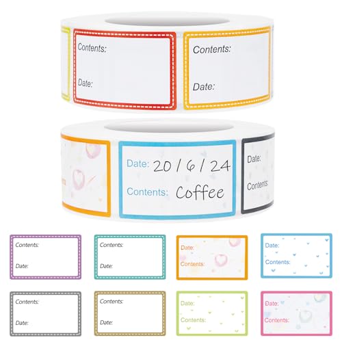 2 Rollos 1000 Piezas Etiquetas Adhesivas para Congelador de Alimentos,Etiquetas Congelador para Cocinas Restaurantes Tiendas de Comestibles Mercados (25 x 40 mm)