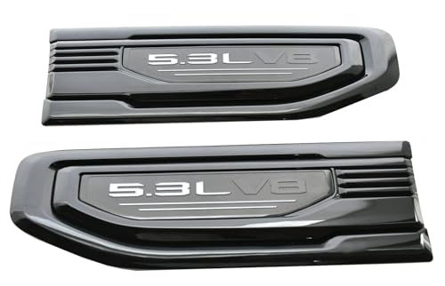 Image of Pair New 5.3L V8 Vent Emblems Kit 3D Driver Passenger Side Badge Compatible with 2019-2026 GMC Sierra GM 85160715 86532094 (5.3L V8-Black Grey)