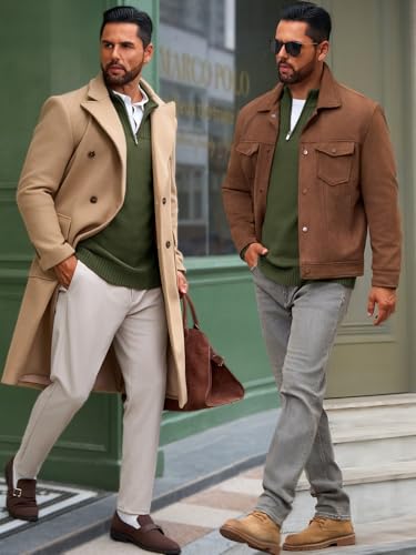 Runcati Mens Quarter Zip Sweater Long Sleeve Slim Fit Pullover Mock Neck Casual Ribbed Knit Polo Sweaters4