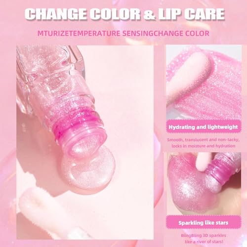 Miniling Cosmetics Color Changing Lip Oil, Magic Color Changing Lip Glow Oil, Hydrating Lip Gloss Glimmer Glow Lipstick, Magic Color Changing Lip Oil V2, Lip Plumper Gloss