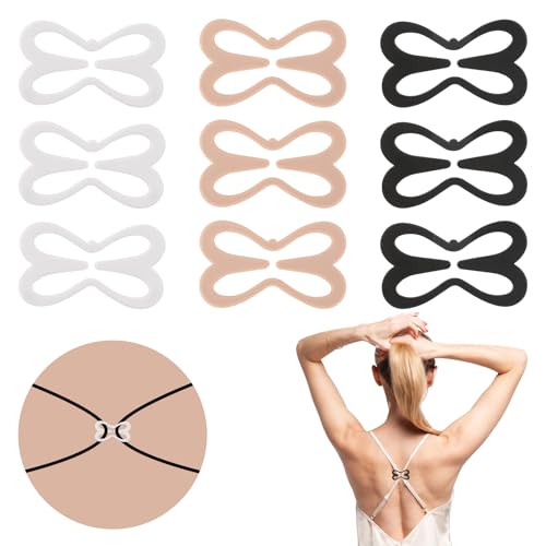 9 pcs Bra Strap Holder Clips for Racerback, Anti-Slip Bra Clips for Back, Cross Back Clips Buckles for Conceal Straps and Cleavage Control