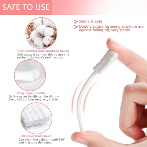 Image of 50 Pcs Baby Tongue Cleaner Gauze, Baby Toothbrush Disposable Oral Cleaner, Toddler Tooth Brush for New Born Tooth Mouth Gum Clean, Infant Toddler Oral Cleaning Stick, Care Newborn, 50 Swabs 0-6month