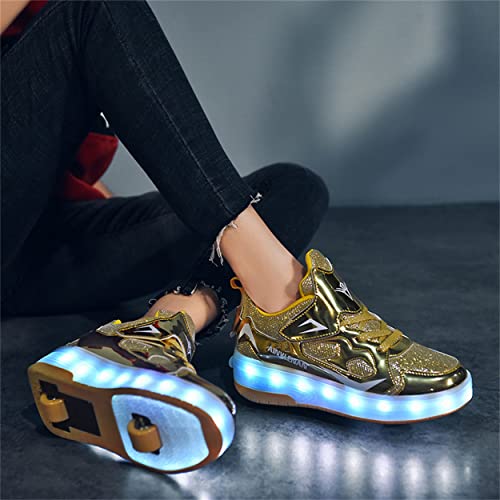 Rolltongoz Junge Mädchen Schuhe Kinderschuhe mit Rollen LED Leuchtend Schuhe Outdoor Sportschuhe Blinkschuhe Skateboardschuhe Sneaker Geburtstage, Feiertage