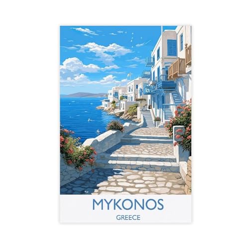 Art mural sur toile Mykonos poster voyage Grèce pour salon et bureau