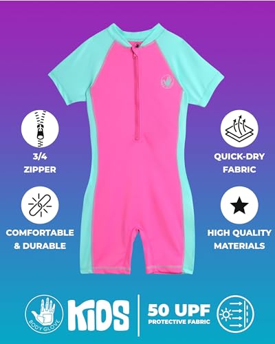 Body Glove Kids Swimsuits - UPF 50+ Short Sleeve One Piece Rashguard Bathing Suit for Girls and Boys (Sizes: 2T-12)2