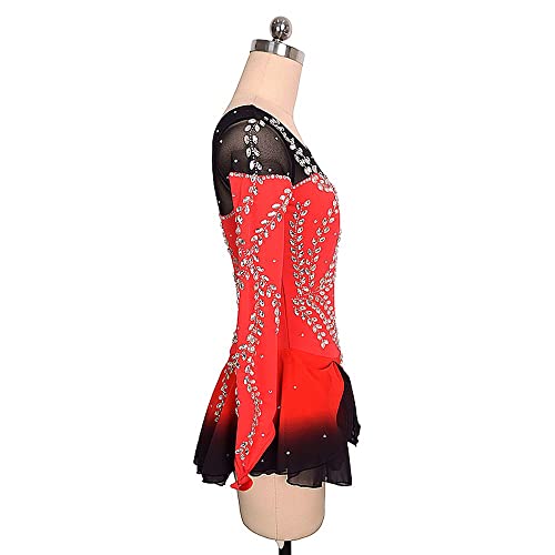 LIUHUO Vestido de patinação com boneco no gelo para meninas e crianças vermelho competição balé danç