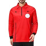 CUTIEHON Soccer Referee Jersey, Long Sleeve Official Pro Soccer Referee Shirt, Featuring a Badge Holder & Pockets