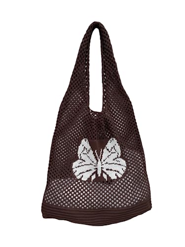Image of ENBEI Beach Bag Crochet Tote bag for Women,Aesthetic Boho Large Bag,Foldable&Lightweight,Shopping,Beach,Travel,Daily Use