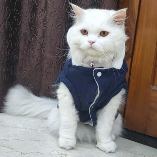 Image of Lulala Dog Hoodie Sweater Coat only for Small Dog & Cat Fleece Lined Winter Jacket Hoodie Cardigan Warm Puppy Clothes (Dark Blue-6 Inch)