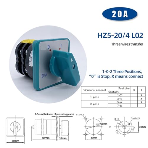 Interrupteur de transfert inverseur HZ5-20/4 triphasé rotatif 20A