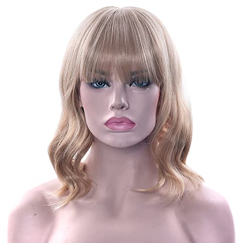 IMISSU Short Curly Hair Bob Wigs Cosplay Wig with Bangs Halloween Costume Party Headwear for Women (Dirty Blonde) - Image 2