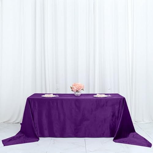 Efavormart Premium Velvet Purple 90" X 156" Rectangle Tablecloth For Wedding Party Events #TOP6