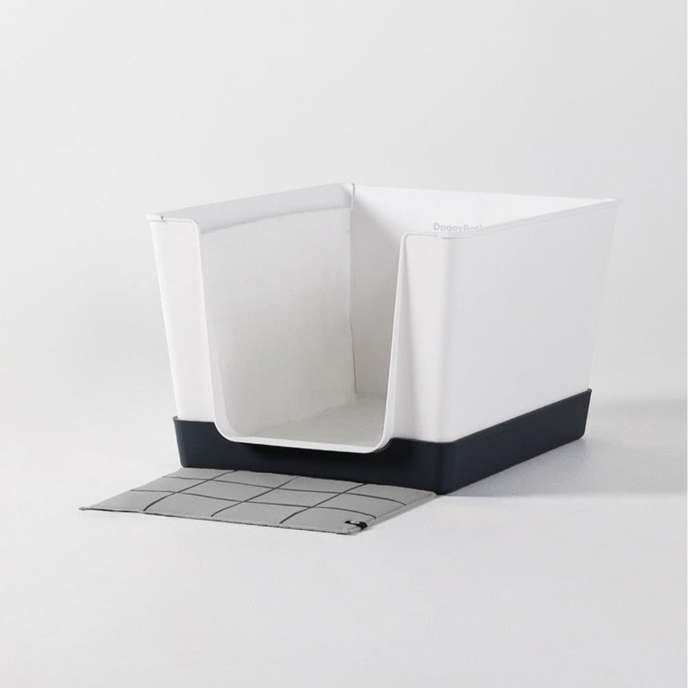 Dog Litter Box High Walls with Low Entry - Indoor Dog Toilet Solution - No Mess and Splash Guard - Potty Training Pad Holder for Clean and Hygienic Indoor Pet Care - DoggyBathroom (Black, Mini)