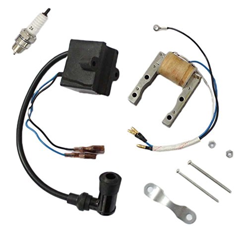 Podoy CDI Ignition Coil Motorized Bicycle Magneto Coil Spark Plug for 2 Stroke 48cc 49cc 66cc 80cc Engine Bike Motors