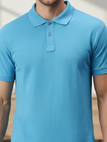 Image of Lux Cozi Men's Cotton Solid Polo Tshirt | Collar Tshirts | Half Sleeves | Stylish & Premium All Day Wear | Pack of 1