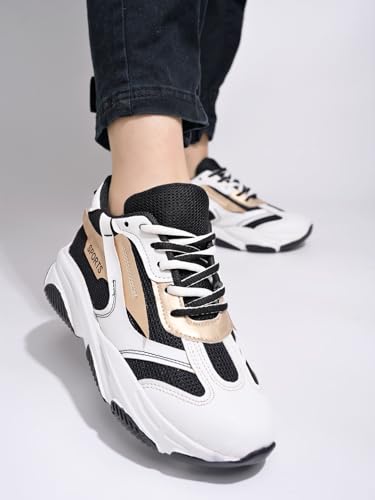 Image of Women's Fashion Chunky Sneakers - Mesh Running Shoes with Detail, Lightweight Breathable Trainers for Walking, Gym, Casual
