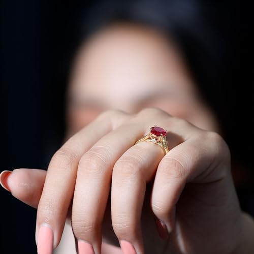 Certified Lab Grown Ruby 8MM Round Engagement Ring, AAAA Quality, Ruby Diamond Ring for Women - Ready To Gift4