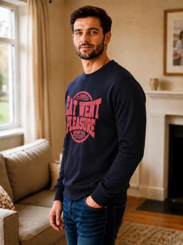 Image of Mack Jonney Men's Printed Fleece Sweatshirt|Full Sleeve Round Neck Winter Sweatshirt for Casual Wear|Travel|Gym & Everyday Style-mj-403