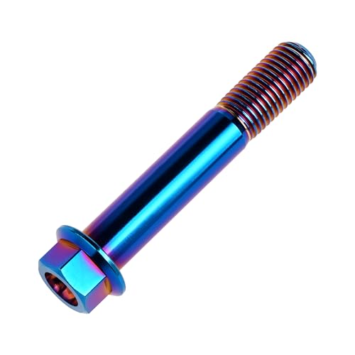 Image of Titanium Bolt M12 30 35 40 45 50 55 60 65 70 75 80 85 90mm Hex Small Flange Head for Motorcycle Car Modification Pack of 4 (M12x75mm Pitch 1.25, Burnt Blue)