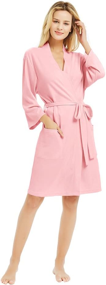 U2SKIIN Womens Robes, 100% Cotton Lightweight Robes 3/4 Sleeves Kimono Knit Soft Loungewear Short Bathrobe - Image 3