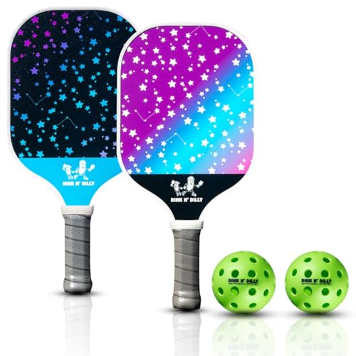 Dink N' Dilly Pickleball Paddle Set - USAPA Approved, Lightweight with Cushion Grip, Includes 2 Pickleball Paddles & 2 Balls, Premium Quality for All Skill Levels and Competitive Play