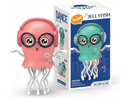 Image of Dancing Jellyfish Baby Toy, Electric Crawling Jellyfish Toy, Crawling Toy with Light and Sound - Interactive Tummy Time Toys for Boys Girls Birthday Gift