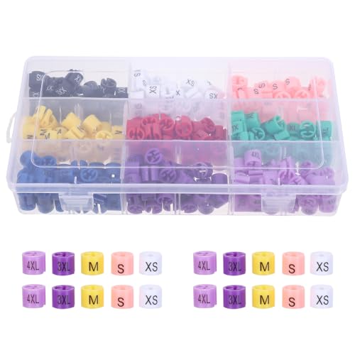 FUOYLOO 270�� �v���X�`�b�N���ی^�m���n���K�[�p�T�C�Y�}�[�J�[ ���ʈ���J���[�^�O �ߗރT�C�Y���ʗp���b�N�݌ɊǗ��p�n���K�[�^�O