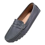 BEAUSEEN Women's Penny Loafer Genuine Leather Loafers & Slip-Ons Grey,6 US