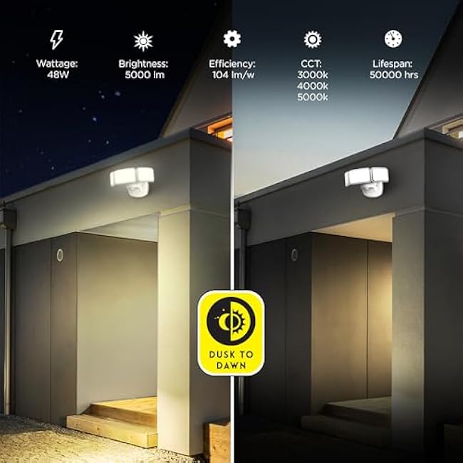 Feit Electric LED White Security Floodlight 3 Head Flood Light S10.5TFL/3CCT/DD/WH