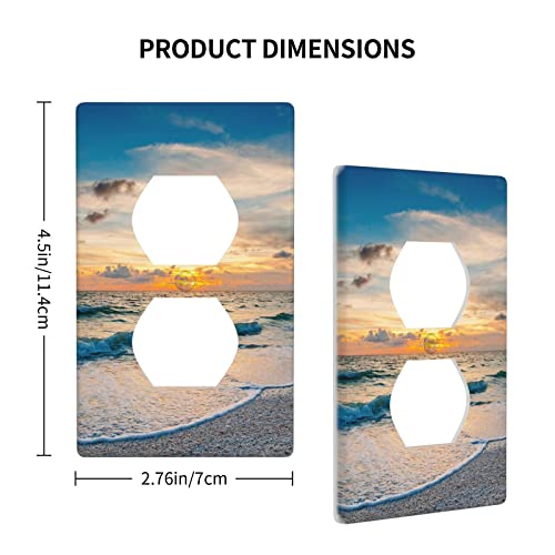 Gigszay Beach Painting Duplex Outlet Wall Plate Cover Decorative Funny Light Switch Plate Cover For Bedroom Kitchen Living Room Home Decor Standard Size #TOP3