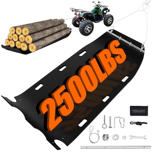 47 x 110 Yard Drag Sled with Pull Cables 1/8 HDPE Thickened Yard Sled Heavy Duty Multipurpose Yard Drag Mat for Hauling Debris Construction Materials Logs and Hunting Trophy